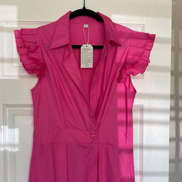 Pink Ruffled Sleeve Dress - Picture 1 of 3